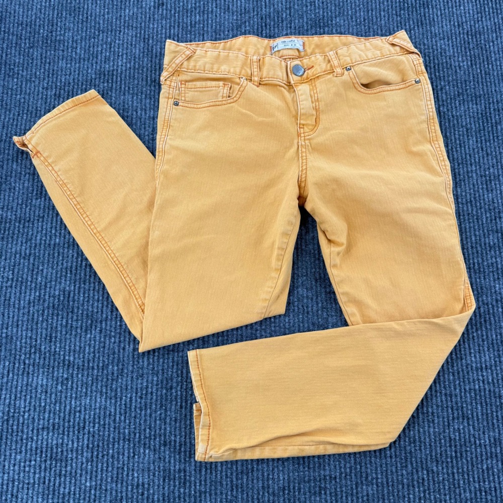 Free People We The Free Womens 29 Mustard Yellow Herringbone Skinny Jeans